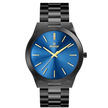 Imagem de Weayege Relógios masculinos modernos minimalistas para negócios, relógios de pulso masculinos luxuosos, quartzo, à prova d'água, relógios empresariais para homens, presentes para homens, Preto, azul