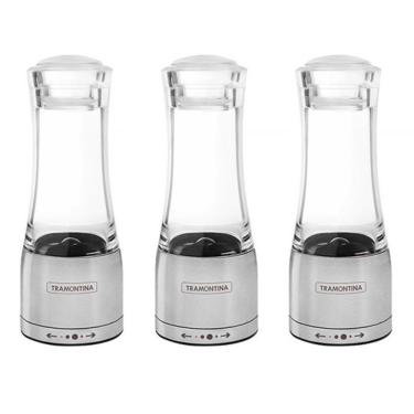 Imagem de Moedor Aço Inox Acrílico Tramontina para Sal e Pimenta 3 Unidades 61653000X3