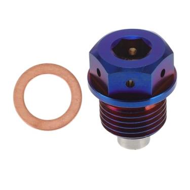 Imagem de REPAIROCK M16 x 1,5 4 mm Bujão magnético de drenagem de óleo de liga de titânio parafuso de porca de drenagem com 1 arruela de cobre colorido 1 peça