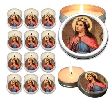 Imagem de 10 Velas Aromaticas Lembrancinhas Santa Filomena na Latinha Decoração 