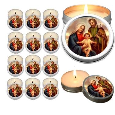 Imagem de 10 Velas Aromaticas Lembrancinhas Sagrada Familia na Latinha Decoração
