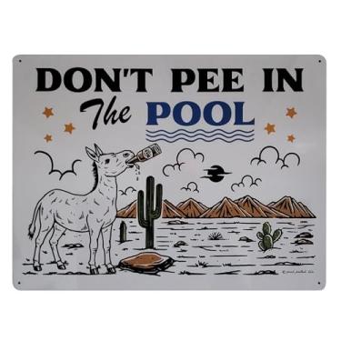 Imagem de Placa vintage western DON'T PEE IN THE POOL - Letreiro autêntico estilo velho oeste com Jimmy the Beer-Beer Burro, um pedaço da história do Arizona 30,5 x 40,6 cm, liso
