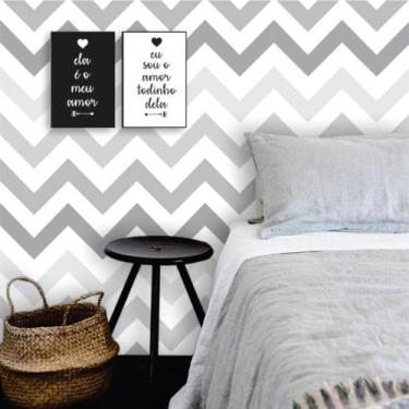 Imagem de Papel de Parede Vinil Autocolante Chevron Cinza 250 - Inove Papéis de 