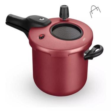 Imagem de Panela De Pressão 4,5l Visor Vidro Cereja MTA Antiaderente