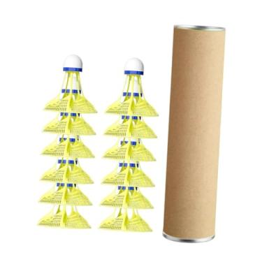 Imagem de Vaveren Petecas de badminton resistentes ao vento com cabeça de espuma portátil para treinamento de iniciantes, acessórios leves de 6,5 x 6,5 cm, Amarelo 12 Peças