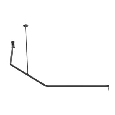 Imagem de Naiture Corner varão de cortina de chuveiro neo-angular de aço inoxidável com suporte de teto, 46 x 66 x 76 cm (tamanho da parede: 122 cm x 91 cm), acabamento preto