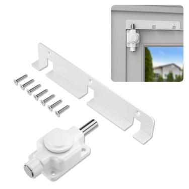 Imagem de Securityman Fechadura de porta deslizante | Fechadura de porta de vidro deslizante para segurança infantil, animal de estimação, pátio e ventilação ajustável com acionamento de botão, eixo de metal