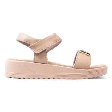 Imagem de Sandália Usaflex Feminina Salto Anabela Ajuste Fecho-flex Detalhe Casual Blush Ma10004002 38