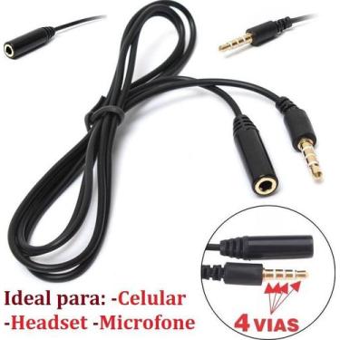 Imagem de Cabo Extensor P3 x P3 Extensão Fone de Ouvido Microfone de Lapela Áudi
