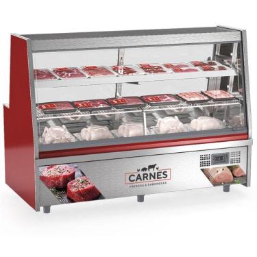 Imagem de Balcão De Frios E Avícola Aquecido Grta200a Gelopar Expositor De Carnes Vermelho 2mt 220v