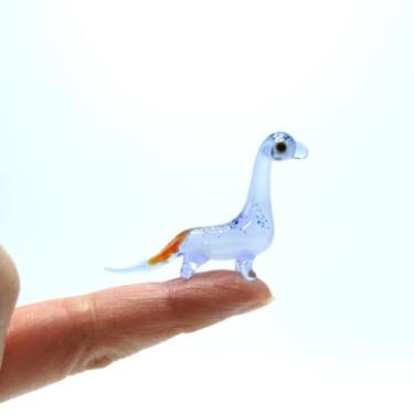 Imagem de Sansukjai Apatosaurus Micro Tiny Figurines Hand Blown Glass Art Animals Dinosaur Collectible Gift Home Décor (Purple Orange)
