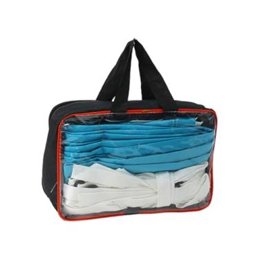 Imagem de Vaveren Rede de vôlei de piscina portátil dobrável fácil de montar rede de treinamento com bolsa de armazenamento para piscina ao ar livre quintal gramado, Azul Claro