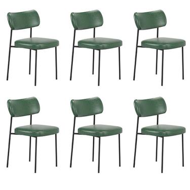 Imagem de Kit 6 Cadeiras Mona Para Sala Jantar Gourmet em Aço Courissimo Verde-EdeCasaMoveis