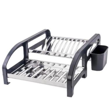 Imagem de Escorredor de Louças Inox Lateral Preto 12 Pratos - Home Land