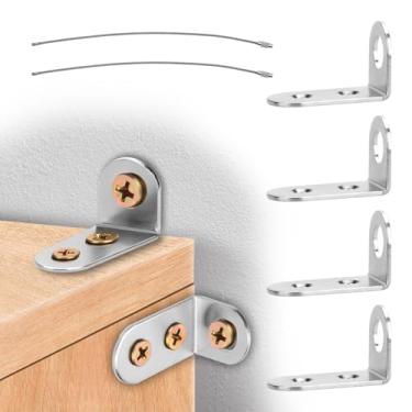 Imagem de Âncoras de móveis para impermeabilização de bebês, ângulo reto, suporte de canto L, tiras de metal, âncora de parede, antiponta, madeira, móveis, suporte de parede, dispositivo de prevenção de quedas