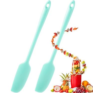 Imagem de Patelai Espátula de silicone de cabo longo raspador de borracha antiaderente espátula resistente ao calor raspador de silicone para potes, smoothies, liquidificadores cozinhar assar, mexer ferramentas