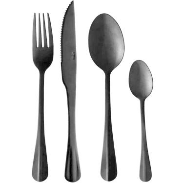 Imagem de Faqueiro Lyor Preto 24 Peças Positano Jogo de Talheres Inox Fosco Mesa Posta