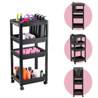 Imagem de Carrinho Auxiliar Salão De Beleza Cabeleireiro Porta Shampoo - Preto