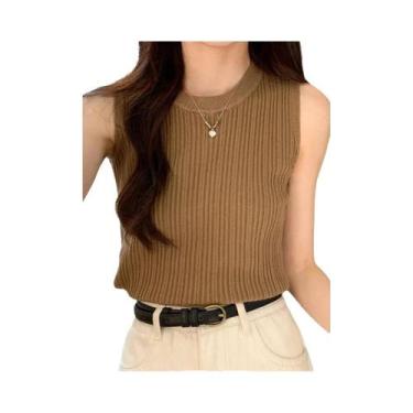 Imagem de Colete Feminino de Malha Sem Mangas - Decote em O - Estilo Y2K Casual,
