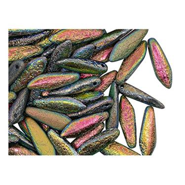 Imagem de 100 contas de adaga 5 x 16 mm, vidro tcheco gravado em cristal, vidro tcheco