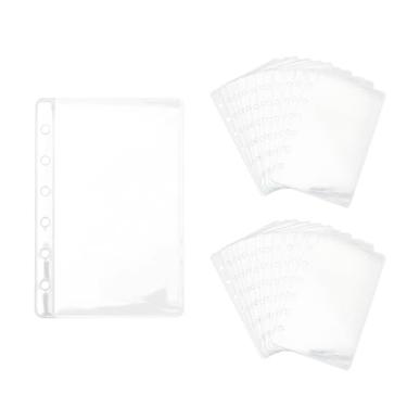 Imagem de 24 peças de bolsos para fichário A7, envelopes transparentes sem zipless, para fichário de orçamento, inserções de bolsa, protetores de folhas para 6 fichários organizadores, fotos, cartões, notas (A7)