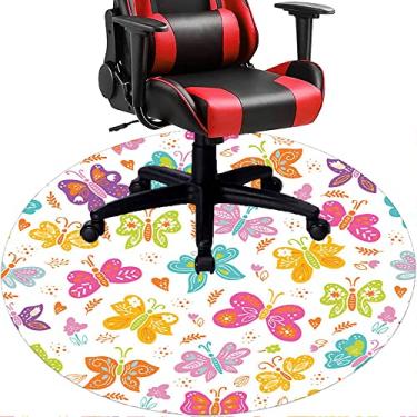 Imagem de Tapete de cadeira de escritório com flores, textura de flor, tapete de cadeira de mesa para piso de madeira de escritório em casa, protetor de piso de pilha baixa, redondo de 91 cm