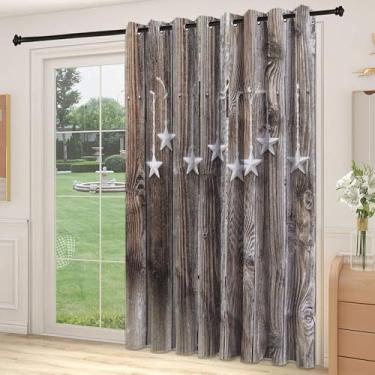 Imagem de Divisória de parede pré-histórica, divisória de parede, estrelas ornamentadas de cor cinza na cerca rústica, estampa de design de cabine de cerca rústica, cortinas largas isoladas/cortinas de quarto