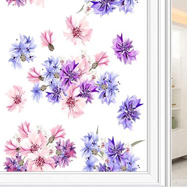 Imagem de Película de janela de privacidade de flores, textura de estilo floral, filme de vidro para sala de estar e escritório em casa, L90 x C 190 cm