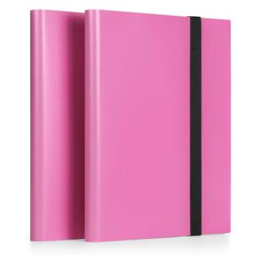 Imagem de Fichário rosa, pacote com 2 9 bolsos com 40 folhas, 720 cartões de carregamento lateral, coleção de cartões para beisebol, futebol, basquete, kpop, cartões esportivos