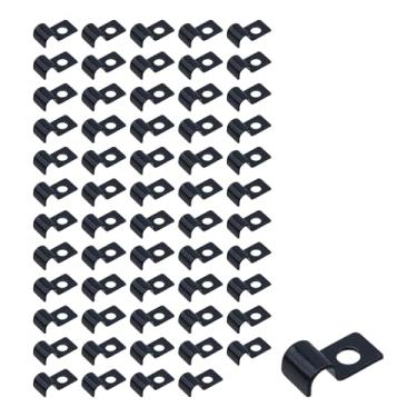 Imagem de LC LICTOP Correias de conduíte de 5/40.6 cm, braçadeiras de um orifício para tubo, encanamento e cabo elétrico, fixação de tubos, suporte em forma de R de ferro banhado a zinco preto resistente para