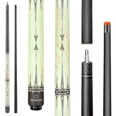 Imagem de HomeSeason Bastão de taco de bilhar de fibra de vidro 147 cm bastões profissionais de baixa deflexão para bilhar bastões de sinuca 552 g com junta de 3/8 x 8 pinos e 4 camadas de couro bovino com