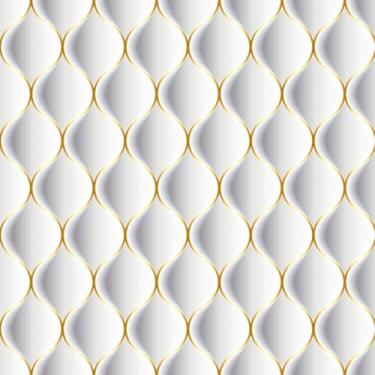 Imagem de Papel de Parede Adesivo Lavável Branco 3D Gold Bolas 12m