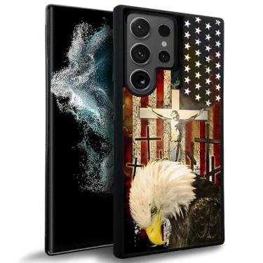 Imagem de Pinsheng Capa compatível com Samsung Galaxy S24 Ultra, cruz bandeira de Jesus Galaxy S24 Ultra capas para meninos, capa protetora antiderrapante de borracha de silicone macia compatível com Samsung