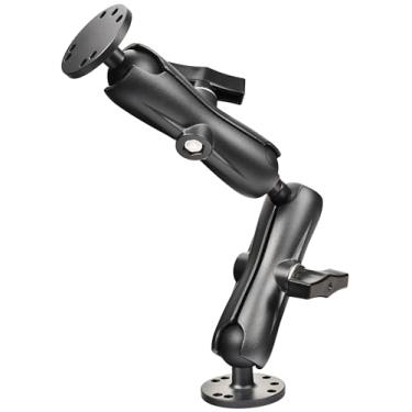 Imagem de VAUBORTTI Suporte de esfera de alumínio de 3,8 cm, braço de extensão de haste dupla de 35 cm para maior alcance, placa redonda AMPS, compatível com Fish Finder Striker 4 e ELD, compatível com kit de