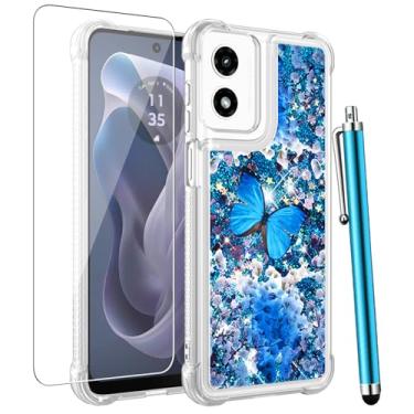 Imagem de CAIYUNL Capa para Motorola Moto G Power 5G 2024 com protetor de tela, capa protetora de TPU (poliuretano termoplástico) à prova de choque com líquido, brilhante, flutuante, fofa, de silicone macio,