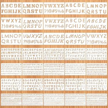 Imagem de 35 Peças Stencils Letras para Pintura, 1/3 1/2 3/4 1 2 Polegada Stencils Alfabeto Reutilizável Modelos Letras e Números Pequenos para Artesanato DIY Placas Madeira Projetos Arte Tecido