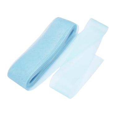 Imagem de HARFINGTON Trança de crina de cavalo rígida, 50 metros, 7,6 cm, acabamento macio de crina de cavalo para costura de desossada de poliéster, vestido de casamento, vestido de dança, aparamento, azul