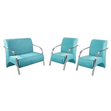 Imagem de Conjunto Poltronas Venus Braços em Alumínio 1 Namoradeira, 2 de um Lugar Suede 