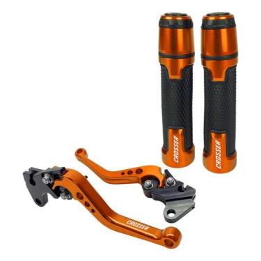 Imagem de Kit Manete E Manopla Moto Ybr Factor 125 Lona - Stark Race, Laranja
