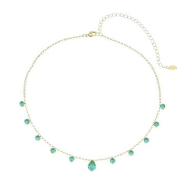 Imagem de Choker piuka muriel zircônias turmalina folheada a ouro 18k, Dourado