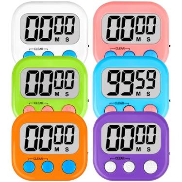 Imagem de ZILLEEN Temporizadores de sala de aula para crianças Temporizadores digitais magnéticos de cozinha para professores de culinária, jogos de ginástica, 6 peças