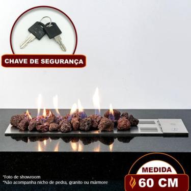 Imagem de Lareira a Gás Império 60cm - Aço Inox - Fogo & Art, Com chave de segur