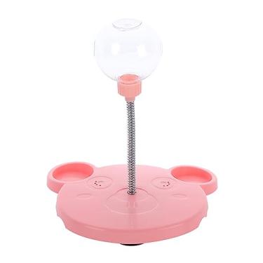 Imagem de HEEPDD Dispensador de Comida para Gatos, Formato de Urso, Rosa, Plástico, com Círculo de Mola para Vazamento de Alimentos, Brinquedo Interativo