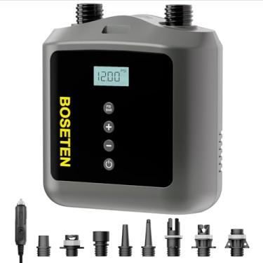 Imagem de Bomba de prancha de remo, bomba de ar elétrica SUP, função de esvaziamento, desligamento automático, conector de carro de 12 V CC para prancha inflável de stand up paddle, caiaques, barcos, infladores