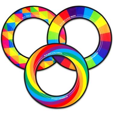 Imagem de Disco voador Donfly, pacote com 3 anéis voadores, brinquedos de piscina, jogos de praia, jogos de quintal, jogos ao ar livre, brinquedos para adultos (arco-íris, gradiente) (arco-íris)