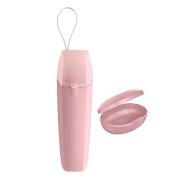 Imagem de Saboneteira Bolsa Mala Viagem Estojo Porta Escovas Creme Dental (Rosa)