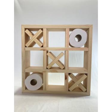 Imagem de Porta papel Higiênico jogo da velha madeira pinus lavabo banheiro.