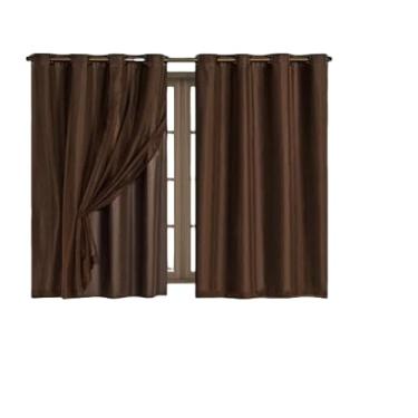 Imagem de Cortina Blackout Blecaute com Voil Liso 1 Parte (1,40m x 1,80m)(Marrom)