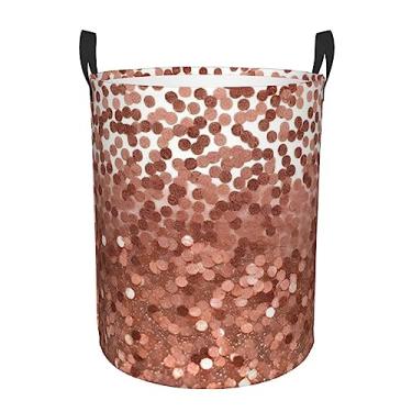 Imagem de Cesta de roupa suja dourada rosa com glitter, dobrável, impermeável, cesto de armazenamento de roupas com alças, pano Oxford, organizador de brinquedos, cesta para banheiro, lavanderia, quarto, médio