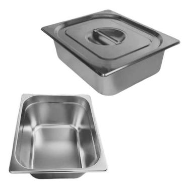 Imagem de Kit C/12 Cubas Gastronômicas Gn Inox 1/2 X 100mm C/ Tampa - Armazém135